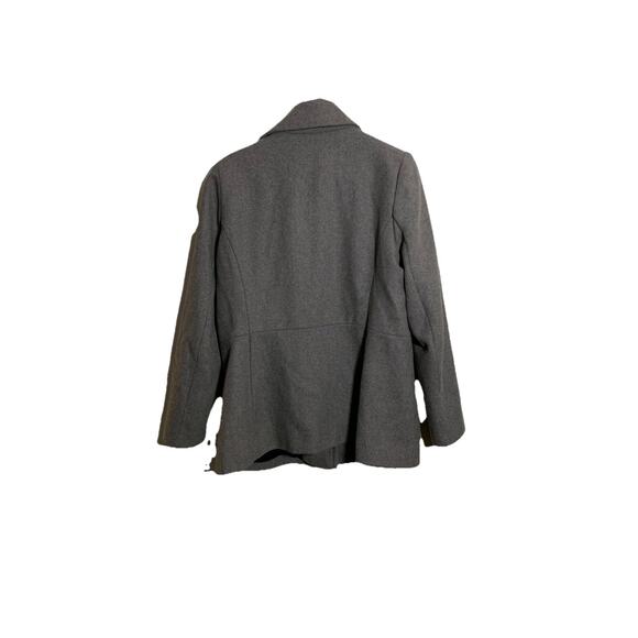 Women's Grey Wool Kristen Blake Jacket Sz Large Asymmetrical Zip Classic Pockets - Picture 2 of 6